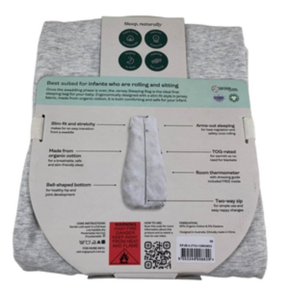 New ErgoPouch Jersey Organic Cotton Sleeping Bag 3-12 Months 0.2 TOG Gre… - Picture 2 of 2